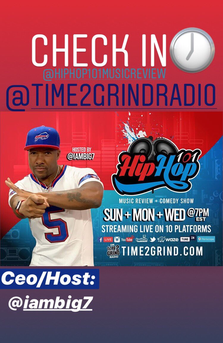 Time2GrindRadio's tweet photo. 7pm Artist we’re going live send us your best track early!!! Make sure it’s fire. @iambig7 & friends will keep it 💯 don’t send no garbage tonight #indiemusicreview #tonightshow #rt #tagsomeone #followusonfb #1 #radiostatio in #nJ #livestreaming https://t.co/ssRRdoXwgN