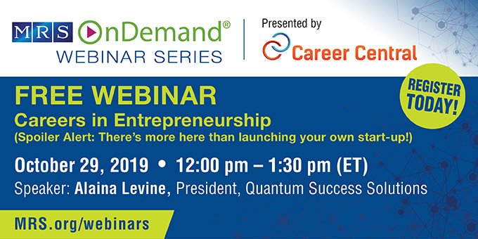 Materials_MRS's tweet photo. Sign up for an #MRSWebinar >>>https://t.co/Xd6MmqMV3U A great opportunity to learn while networking with #researchers from around the world.  #Careers in #Entrepreneurship Share with someone who may benefit! #stem #startups #sciencejobs #researchers  #EngineeringJobs https://t.co/83kHIIPAzJ