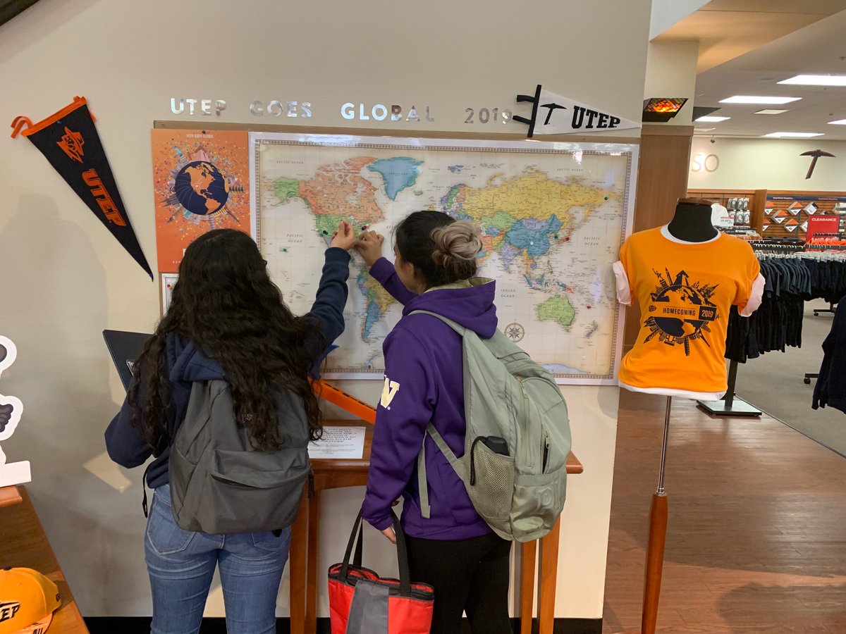UTEPCampusStore's tweet photo. UTEP bookstore it’s making a raffle for a $25 dlls gift card just let us know where you are from ..🌎📌Pin the location on the map and get a ticket so you can participate! .. Go miners 🤙🏻 https://t.co/n6PJ1aTvNd