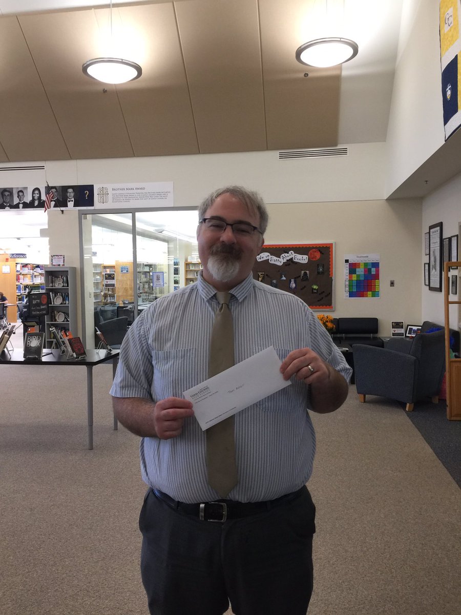 OLGCHSLibrary's tweet photo. Congratulations to Mr. Kolar for winning our Amazon gift card drawing from the Parent Teacher conference breakfast hosted by the Library! https://t.co/KyrWxGsqHW