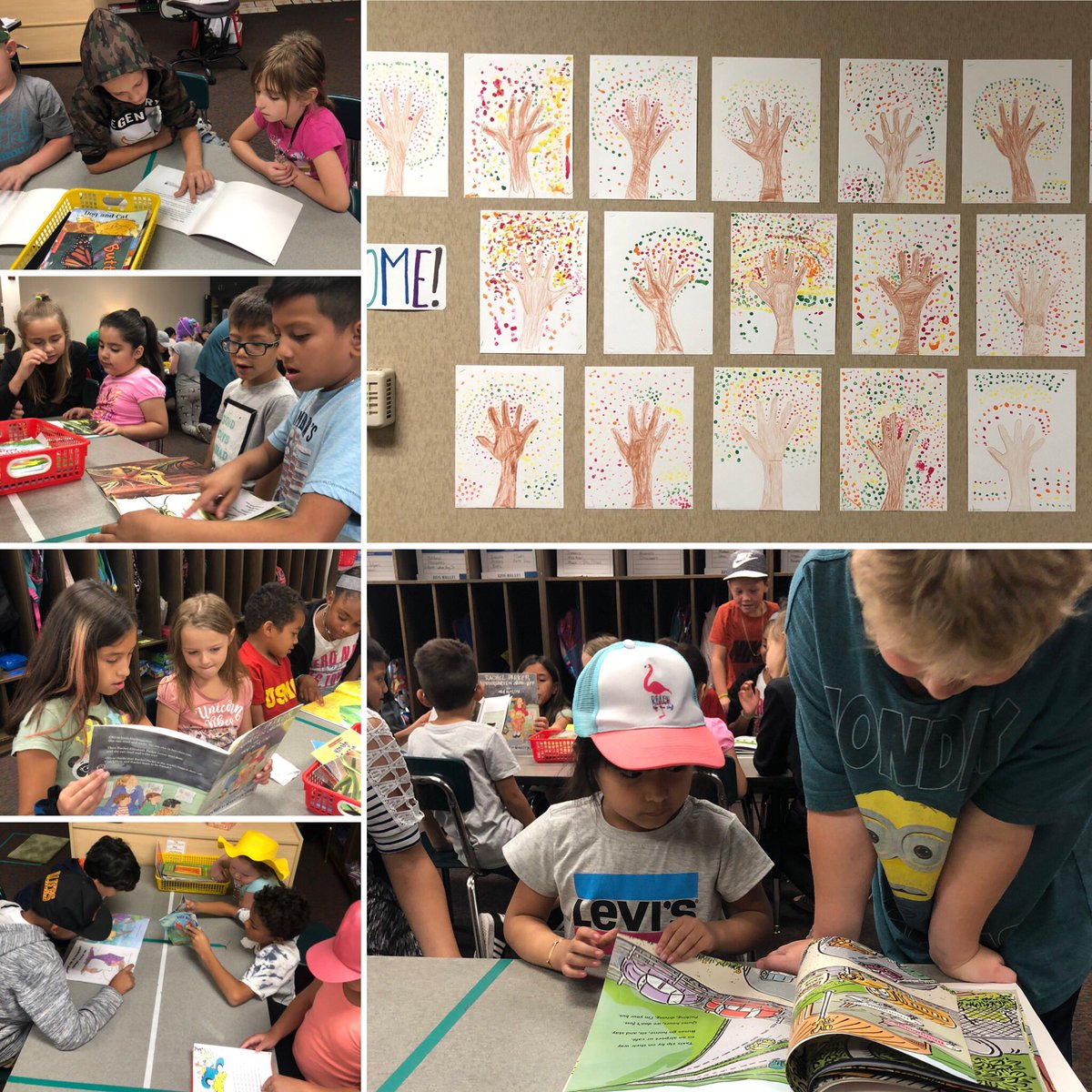 Thanks to @Miss_Lathrop class for helping up paint fall trees and reading with us! <a href="/SFE_3820/">SFE Elementary</a> 🍂📚