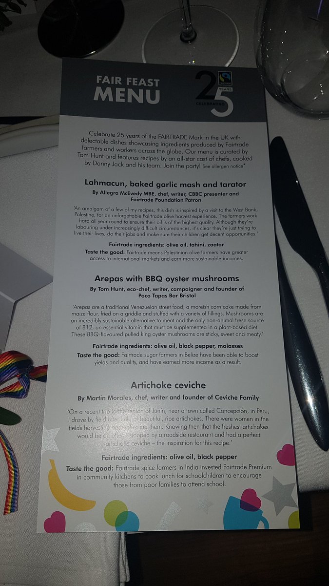 Amazing <a href="/FAIRTRADE/">Fairtrade Intl</a> food and wine, great location, wonderful people.