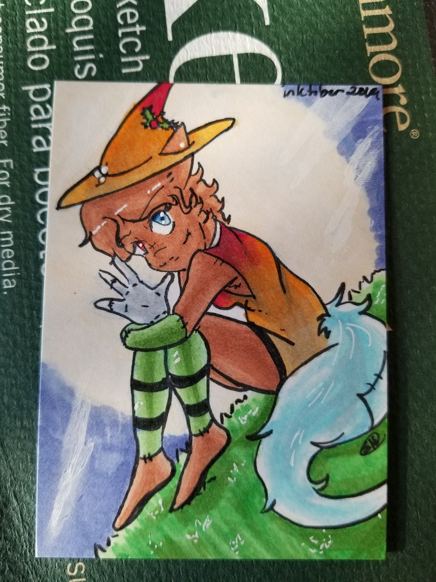 TChuz95's tweet photo. ITS INKTOBER AN IM BEDHIND ON ONE DAY
BUT I DID THIS YESTERDAY 
#inktober2019 #artisttradingcards #originalcharacter #chuoc #chu #copicmarkers #traditionalart #artimprovement #originalartwork #instadaily #inktober #inktoberday1 https://t.co/Hrr35TtNFe