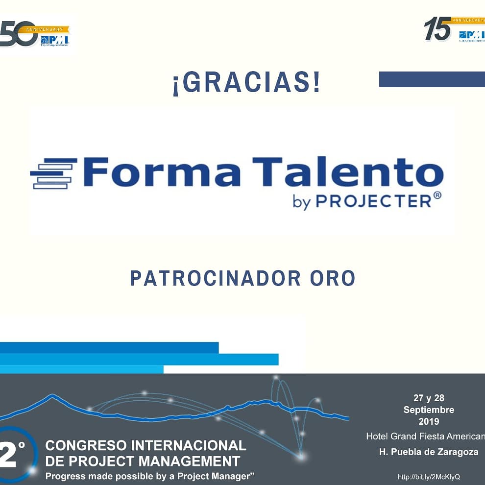 PMIPuebla's tweet photo. 🙌 Agradecemos a Projecter y Forma Talento por haber formado parte de este proyecto, por su confianza y por ser nuestro Patrocinador Oro en el 2do Congreso PMI Puebla. Esperamos seguir colaborando para fortalecer la profesión en la región. 🤝
#serpmi #gracias https://t.co/HeKDv8MNRJ