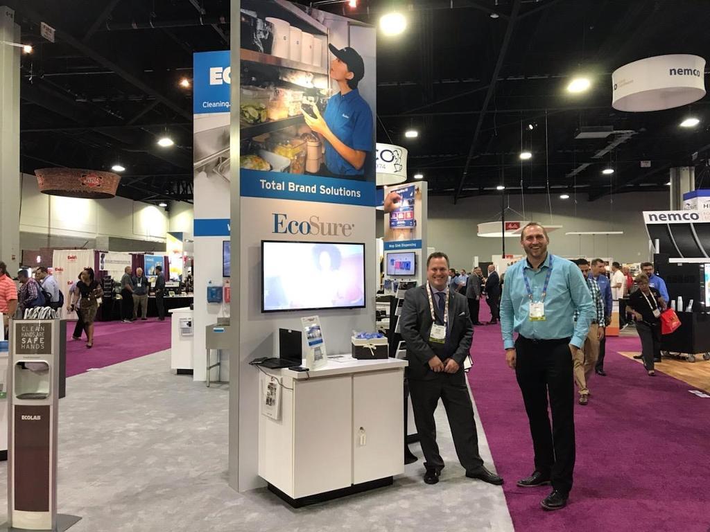 SoLuckyLecki's tweet photo. #NACSShow 2020 is in full swing. Stop by Ecolab Booth #8631 to chat with Bryan Maser of Lobster Ink &amp; John Murphy with the EcoSure Crew! #FoodSafetyMatters #CStores https://t.co/c0cM9ZOwrv