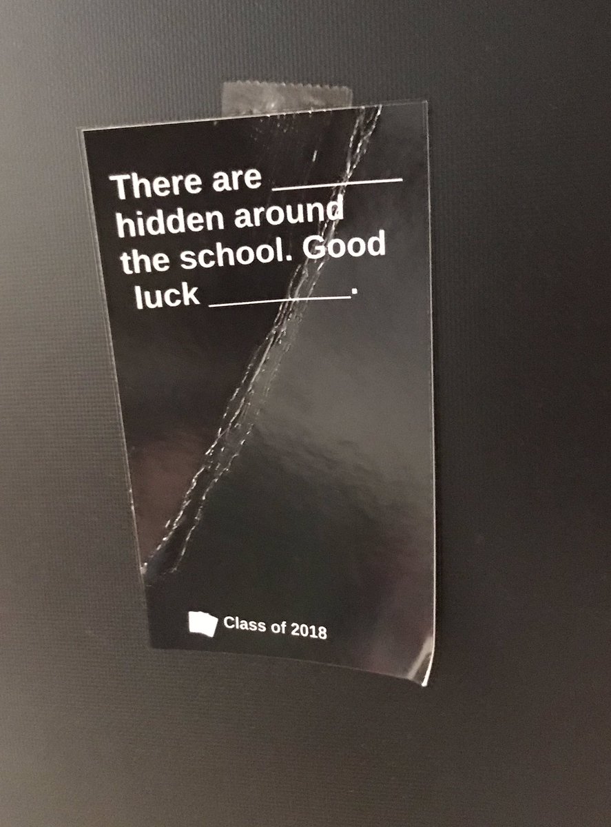 Overheard today in SA205:                   Student:”Mrs. Bess, did you know there’s a card taped behind your projector screen?”                                   Me:”Are you serious? I thought I’d found the last one!”  #180daysofquotes #day43 #classof2018