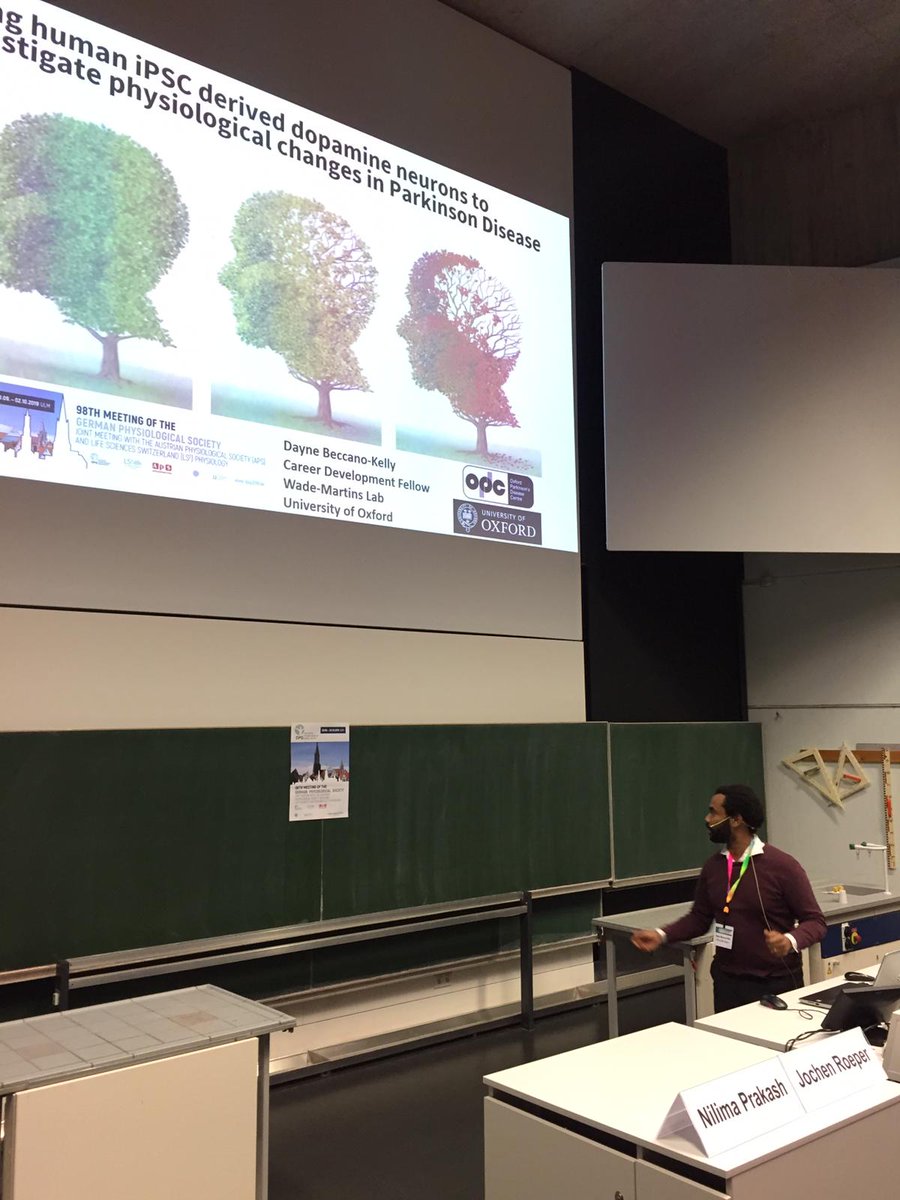 WadeMartinsLab's tweet photo. Dr @DayneBeccano gave a talk today at the #dpg2019. He showed his work about the use human #iPSC derived neurons to study physiological changes in #Parkinsonsdisease. Great science is going on!
@uni_ulm @UniofOxford https://t.co/D86CiS5JcM