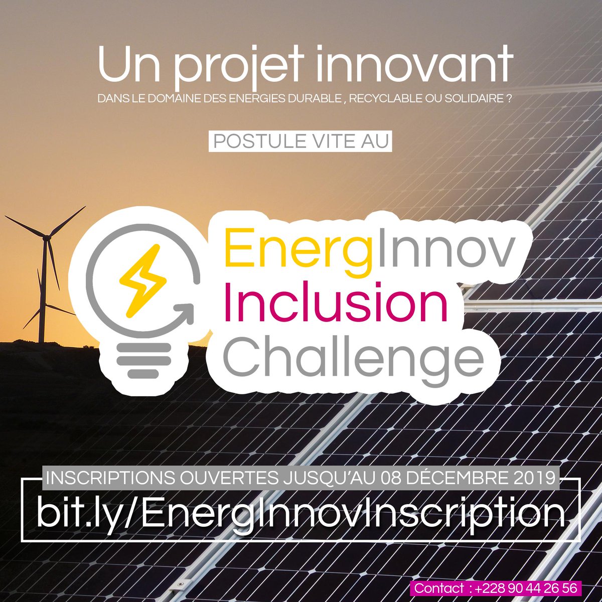 NATIV Web Agency lance EnergInnov Inclusion Challenge pour identifier, accompagner et développer des startups opérant dans le domaine des énergies durables, recyclable et solidaire. Postulez avant le 08 décembre 2019 à minuit ! 
bit.ly/EnergInnovInsc… #EnergInnovIC <a href="/woelab/">HubCity WoeLab</a>