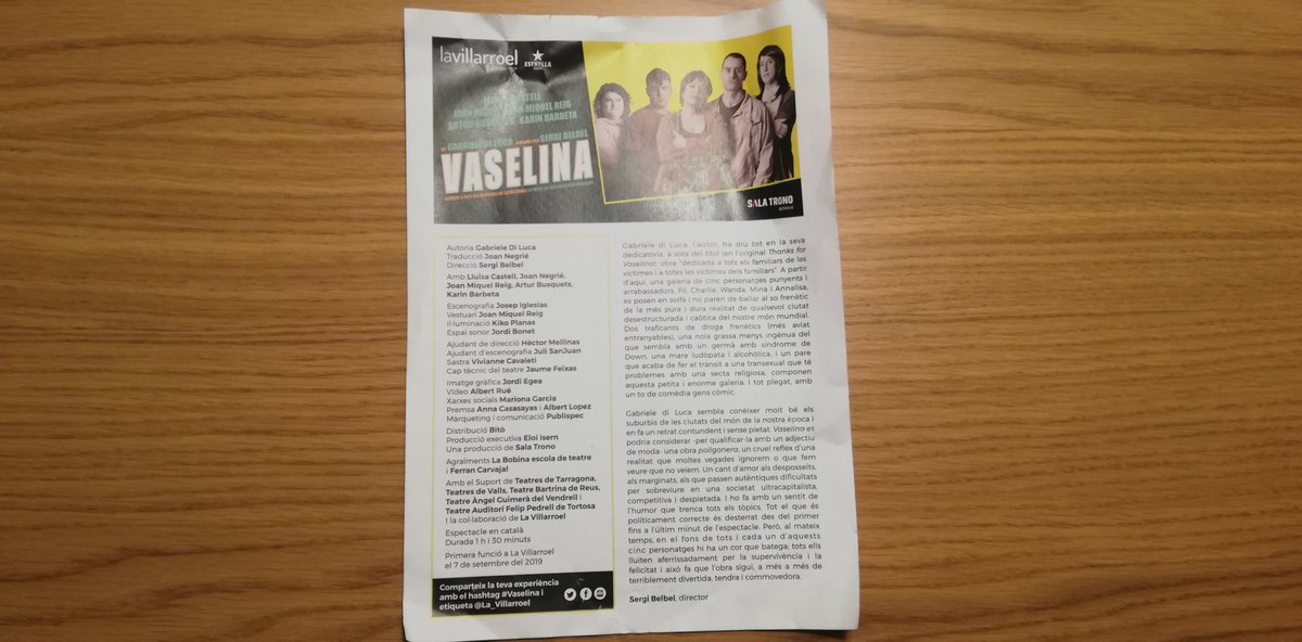 Clara Cardona (@cosesdelaclara) on Twitter photo Si us agrada la bogeria teatral, no us perdeu "#Vaselina" de <a href="/SergiBelbel/">Sergi Belbel</a> a <a href="/La_Villarroel/">La Villarroel</a>. Un comèdia àcida que repassa temes molt actuals. A vegades no saps si les situacions fan riure o plorar. #Teatre Si us agrada la bogeria teatral, no us perdeu "#Vaselina" de <a href="/SergiBelbel/">Sergi Belbel</a> a <a href="/La_Villarroel/">La Villarroel</a>. Un comèdia àcida que repassa temes molt actuals. A vegades no saps si les situacions fan riure o plorar. #Teatre