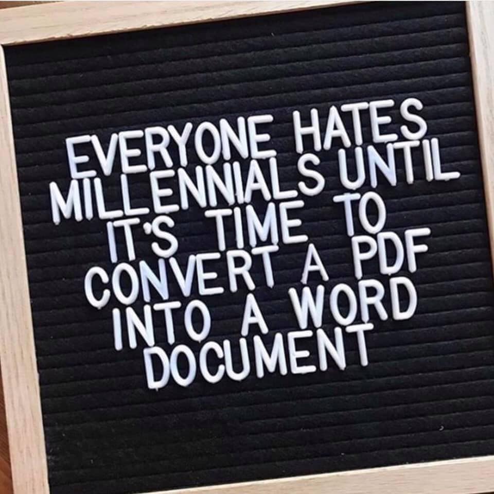smallpdf's tweet photo. Who needs millennials when you've got Smallpdf? (We're a bunch of millennials, though).😽

Convert your PDF to Word here: https://t.co/oORepTVPyY https://t.co/QjZkUAH51a