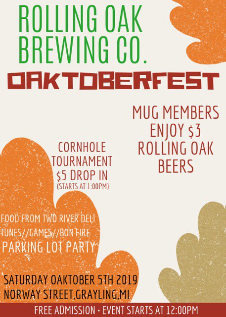 rollingoakbrew's tweet image. Celebrate Oaktoberfest this Saturday in Grayling!