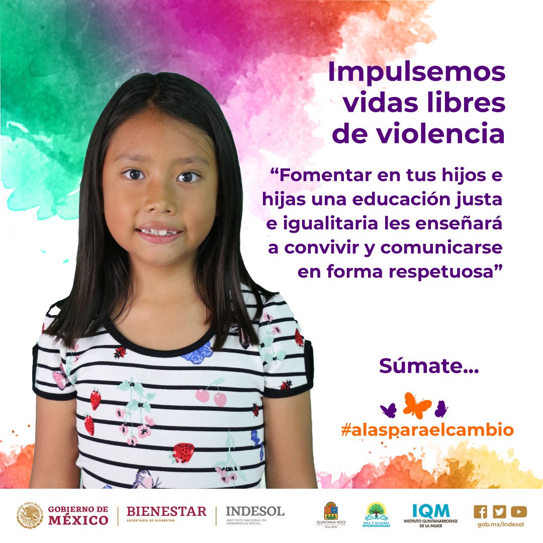 RT @ EducacionQR: RT IQMujer: ¿Ya conoces "alas para el cambio"? Una estrategia para concientizar sobre la violencia de género en México.
#AlasParaElCambio #Paimef2019 #QuintanaRoo
