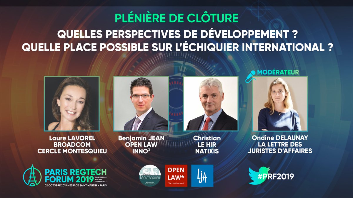 Le #PRF2019, c'est fini ! - Durant cette journée, vous avez pu venir écouter : Laure Lavorel, <a href="/CercMontesquieu/">Cercle Montesquieu</a>, Benjamin Jean, <a href="/OpenLaw_fr/">Open Law*</a>, Christian Le Hir, <a href="/natixis/">NatixisCommitments</a> et Ondine Delaunay, <a href="/JuristesAffaire/">LJA - LA LETTRE DES JURISTES D'AFFAIRES</a>