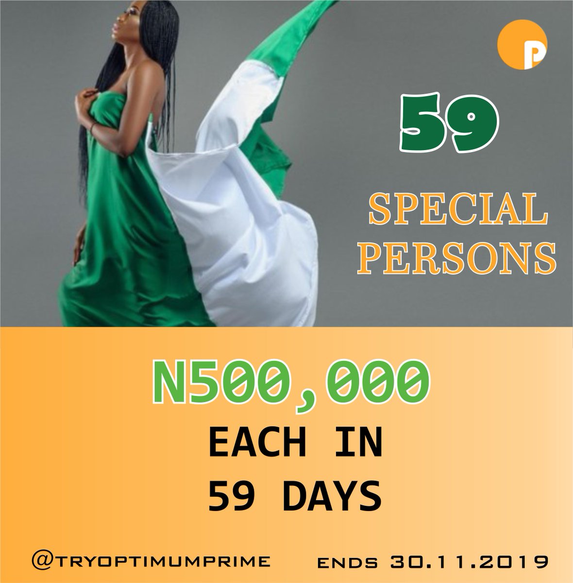 TryOptimumPrime's tweet photo. OK, we are feeling quite generous this October and would like to share a huge portion of our profits with 59 Nigerians as we 
launch our latest product, a "SALES ERP". We will be giving a total sum of N500,000 to each of the special '59'... Reply this tweet.#chopbarh #BarcaInter https://t.co/Y84UwiLSst
