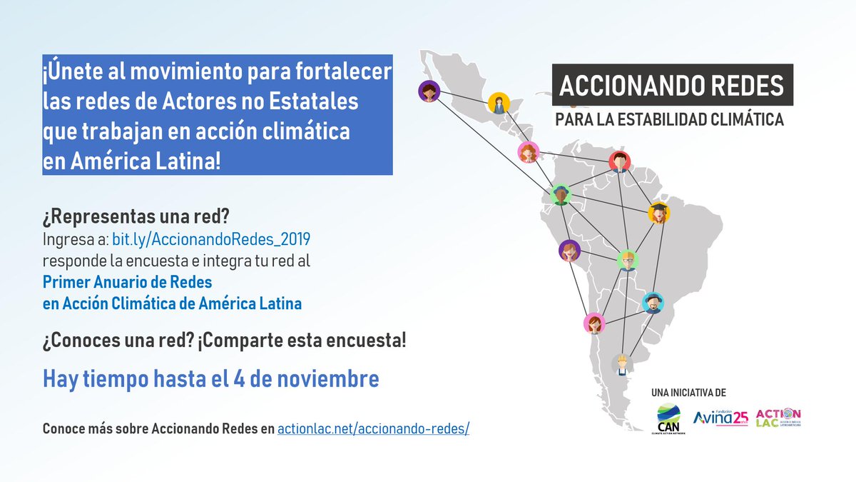 El rol de los #ActoresNoEstatales en promover y mejorar la  #accionclimatica es ampliamente reconocido y necesario para no superar el 1,5ºC #UniteBehindTheScience 
En #LAC los #NSA son clave para la transformación
Une a tu RED al Anuario 2019   
Completa: bit.ly/AccionandoRede…