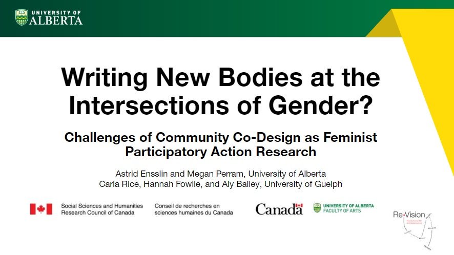 WriteNewBodies's tweet photo. Reading for our workshop at "Working the Intersections of Gender" tomorrow: https://t.co/tJKZp5zomF @UofA_digisyn @MeganPerram @drcarlarice @sarahrileybrown @FowlieHannah @IntersectionsOG https://t.co/PaHKAzaPks