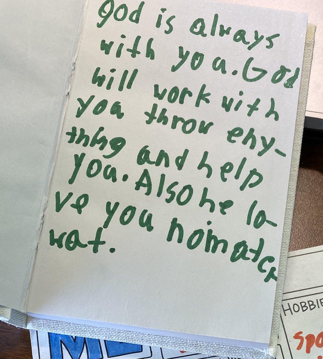 MarineViewNews's tweet photo. Last weekend Marine View welcomed Olive Crest on Sunday morning. We heard about the challenges and opportunities related to Foster Care in Washington State. Our children were invited to make notebooks to give to foster kids. Here are two that touched our hearts.
.
#marineview https://t.co/enPMsQeWYP
