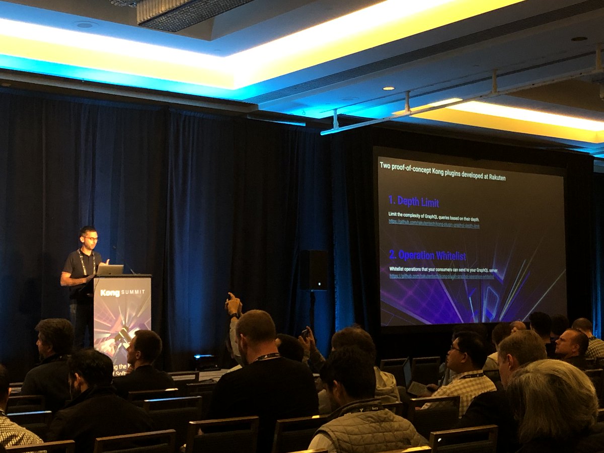 kong's tweet photo. Looking into the differences between #REST and #GraphQL, how GraphQL #APImanagement presents a new set of challenges, and how we can address those challenges by leveraging Kong extensibility with @elliatab
of @Rakuten. 

#KongSummit19 https://t.co/sudStzfaXI