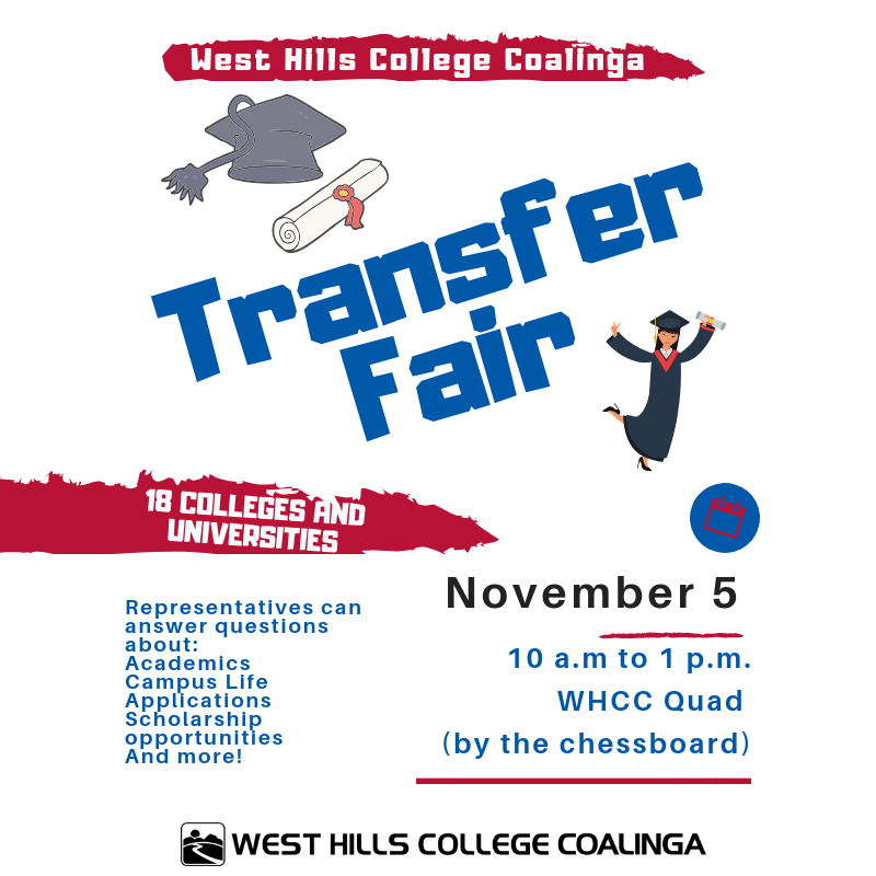CoalingaCollege's tweet photo. Transferring soon? Or want to get a leg up before you do? Come out to the WHCC Transfer Fair, featuring 18 colleges and universities. Get your questions answered about scholarships, applications and more! November 5, 10 a.m. to 1 p.m. in the WHCC Quad https://t.co/tEDt8mPbp0
