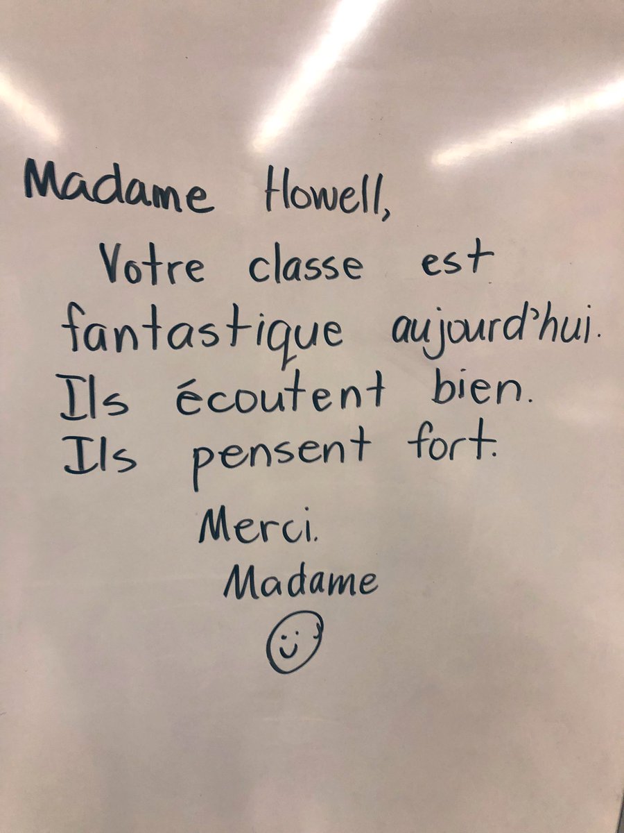 msmjhowell's tweet photo. Love seeing these notes from Madame Charlton 🥰 @GreenbrierScho1 #french #class #splitclass #greenbrier #grizzlies https://t.co/7LtUbvengU