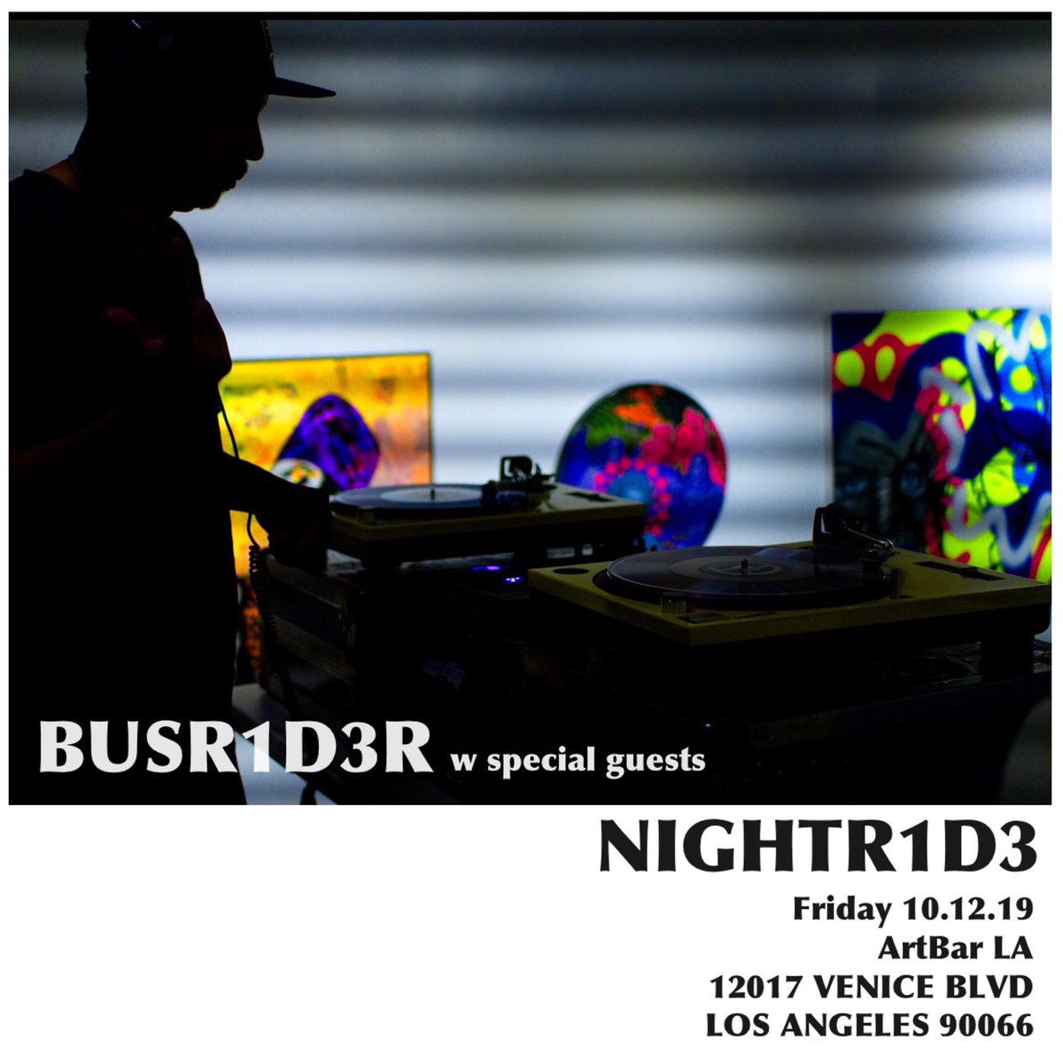 Back to Back coming at ya next weekend. 
Fri &amp; Sat night LIVE from #ArtBarLA 

#VENICEBEATS x NIGHTR1D3