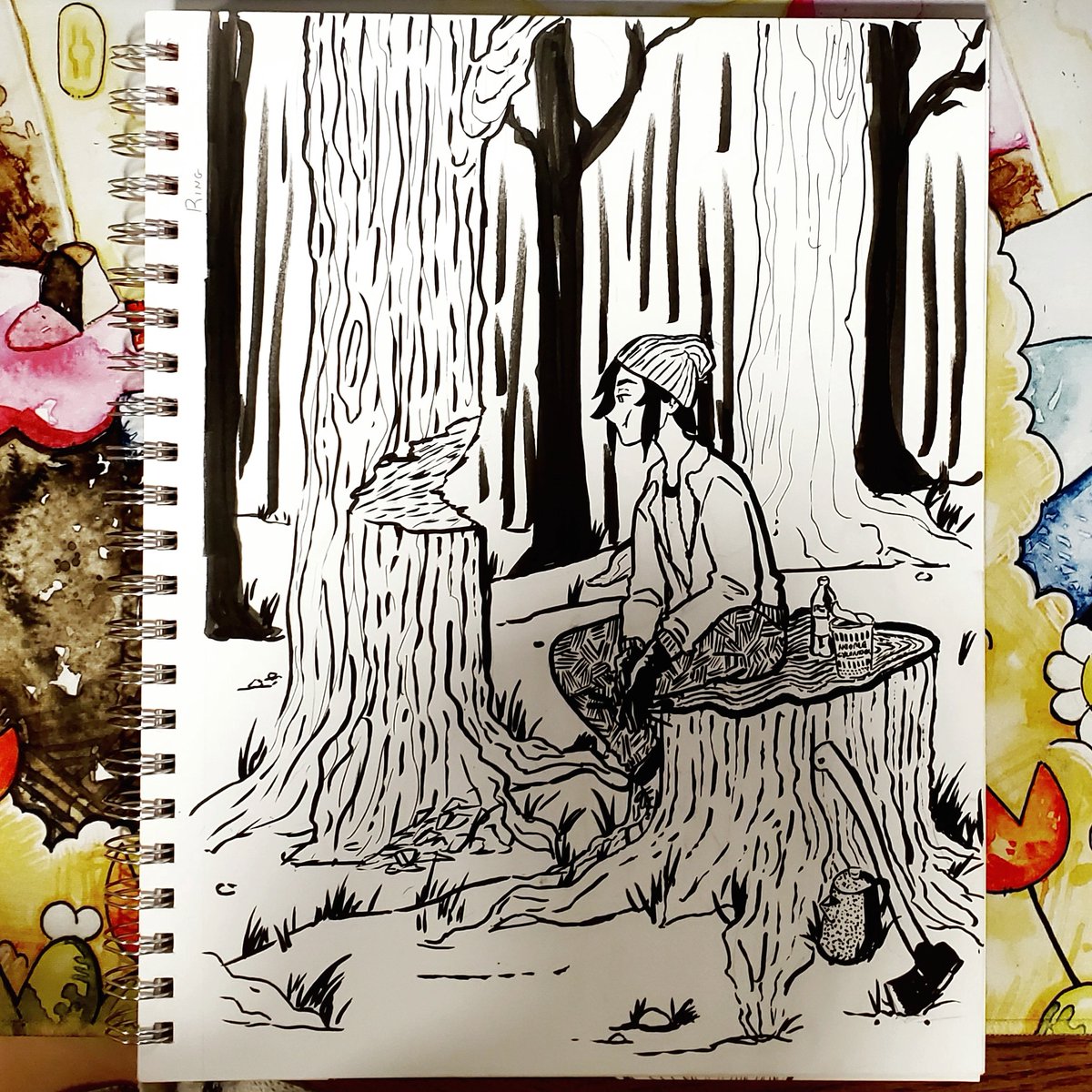 KindyArt's tweet photo. I forgot to post #inktoberday1 yesterday for #inktober I'm a fool. https://t.co/yuKGWxxjD8
