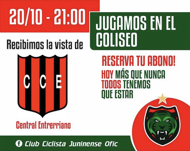 #LigaArgentina
Debutamos el domingo 20 a las 21 en el Coliseo. 
Reserva tu abono! 👏🏻
#VamosCiclista