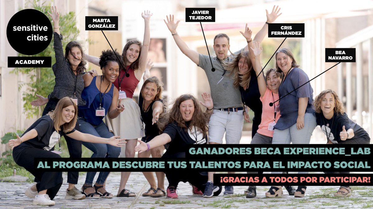 Felicidades a los ganadores de la comunidad de Experience Lab, de la beca “Sensitive Cities Academy”: Marta González, Javier Tejedor, Cris Fernández y Bea Navarro. ¡A por todas y a crear impacto! <a href="/MondayBarcelona/">Monday In Lab</a> #innovation #socialinnovation #changemakers  #Socialimpact