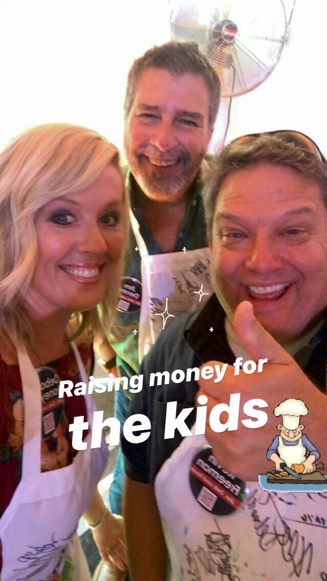 955wfms's tweet photo. Thank you to our friends who generously donated to give kids a place to stay through @cb_inc! ❤️ Great cause &amp; fun night cooking for #MerchantsBank! -JDK @JimDebKevin https://t.co/mAx0CvzjdW