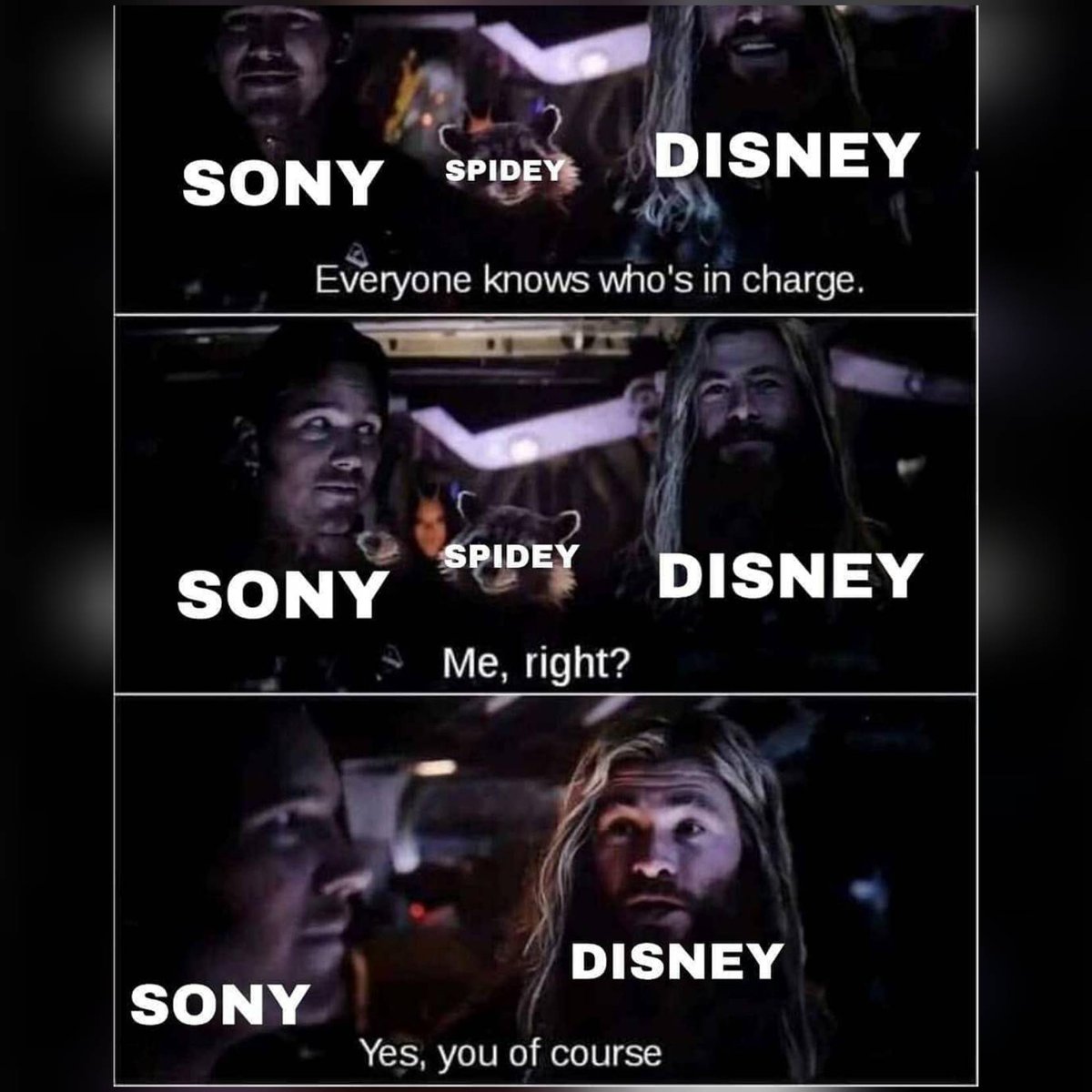 yellow_spandex's tweet photo. (Softly whispering) "..of course....😂
.
.
.
.
.
.
.
.
.
.
#Spiderman #SpidermanIsBack #SpidermansBack #FarFromHome #SaveSpiderman #SaveSpidey #Sony #SonyPictures #DisneyPlus #Disney #nerdy #nerd #geeky #yellowspandexpodcast #Avengers #kevinfeige #Thor #ThorOdinson #RocketRacoon https://t.co/6pMFJI5F1I