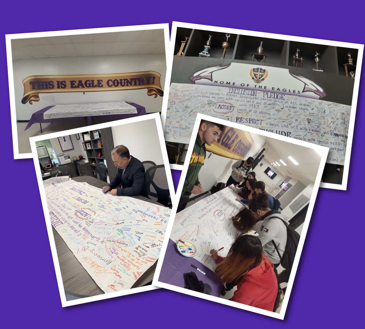 SWMiamiEagles's tweet photo. Principal, Dr. Carlos Rios Jr. and SW Eagles sign pledge to Accept, Respect, and Include people of all abilities. #ESEWeek #dontdisourability @MDCPSSouth https://t.co/VyQNsIGOEk
