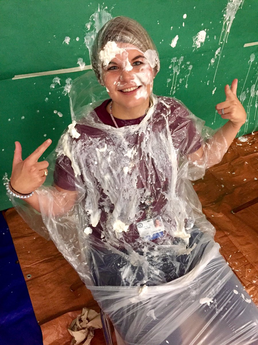 LasterKristen's tweet photo. We had a blast with the Pie in the Face fundraiser last week! My kiddos apologized when they pied me...Not sure if that’s good or bad 🤷‍♀️😂But hey, it raised money for STUCO so that’s all that matters! #OrangeIstheNewGreen #webelieveinCMS #bestyearever @CampbellGators  @KMont13 https://t.co/zazbmYgmvX