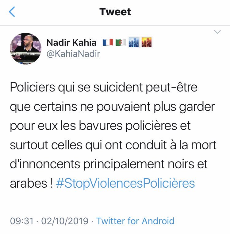 LindaKebbab's tweet photo. Incitateur à la haine extrémiste engagé. Irresponsable idéologique en banlieue.
Indignité et absence totale de cognition. #StopViolencesContreLesPoliciers
@justice_gouv #DiffamationPublique https://t.co/G7zrRZXhTU