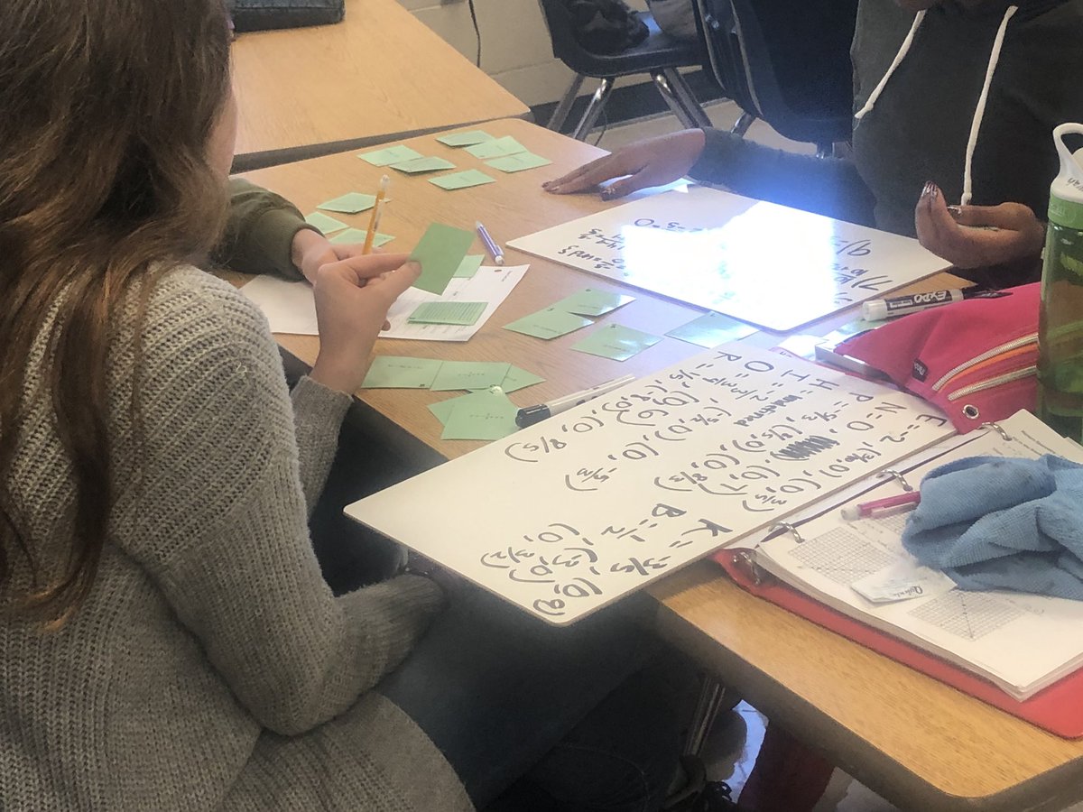 Schoneman_math's tweet photo. Slope card sort this afternoon. Matching points, graphs and equations. #makingitcount https://t.co/Ll5a0IxTCb