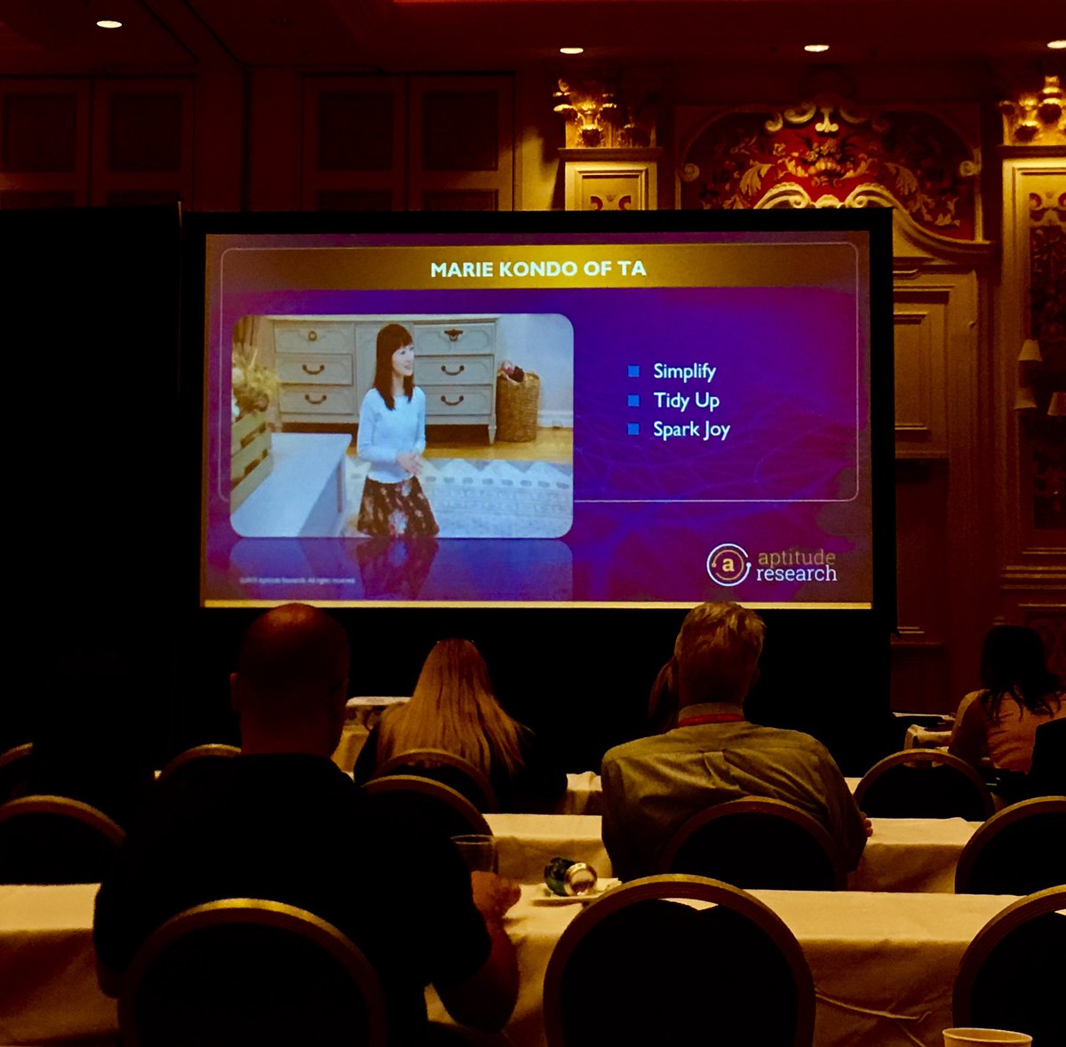 My favorite slide so far <a href="/HRTechConf/">HR Tech</a>! <a href="/Madtarquin/">Madeline Laurano</a> <a href="/MarieKondo/">Marie Kondo</a> #tidyinguptalentacquisition #talenttech
