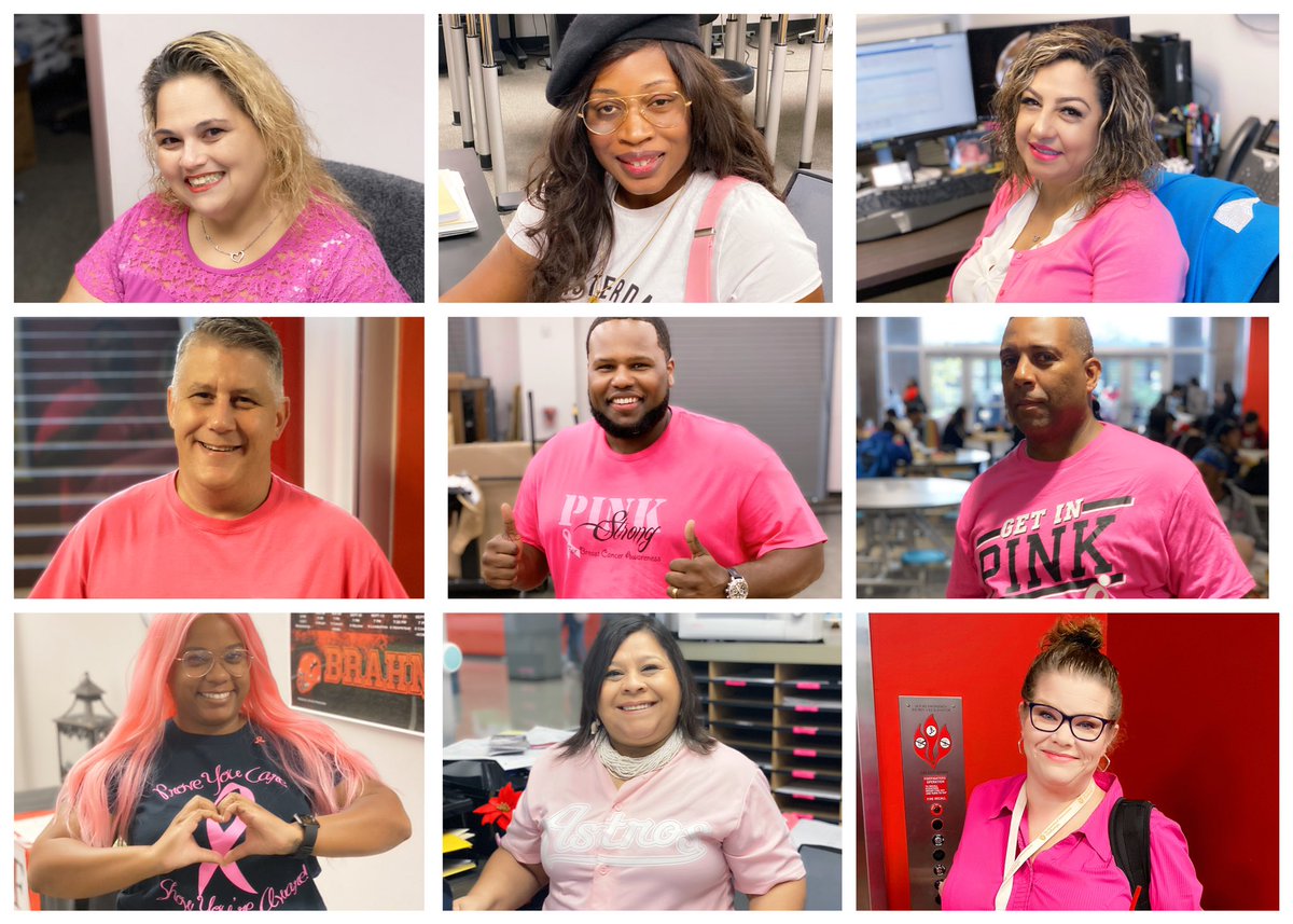 BKRoberson2's tweet photo. At @FurrHS, we’ve dedicated each Wednesday in the month of October as #PINKoutCancer days. I’m so excited to see our staff #ThinkPink today in support of #BreastCancerAwarenessMonth. @SusanGKomen @HISDEastArea @TeamHISD @Ponce_East @StapletonEDU https://t.co/CzCLuXM4lj