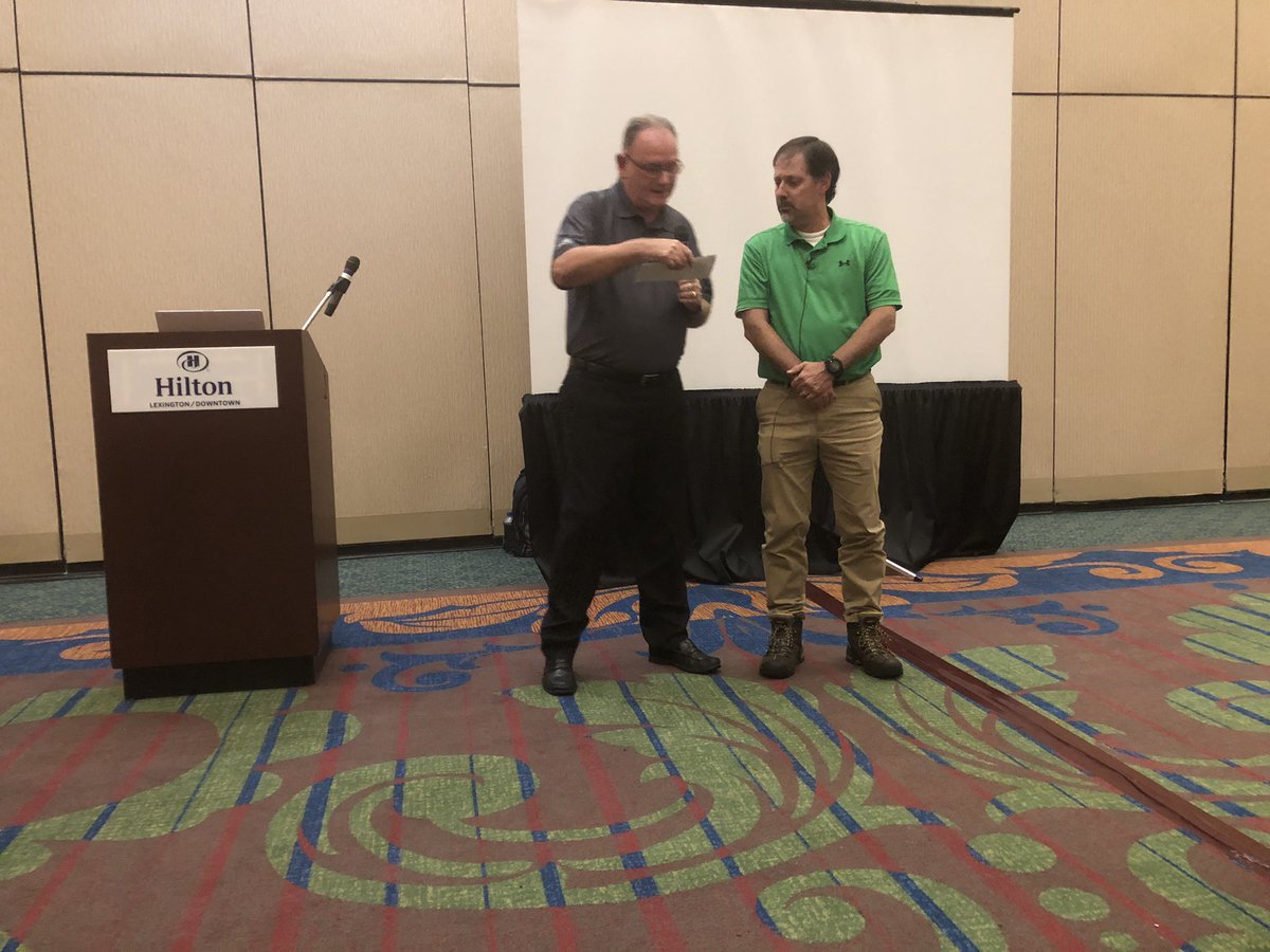 clarkmhcna's tweet photo. CEO and President Dennis Lawrence presenting a check to Scott Mills for The Steve Busser Memorial Fund. #raisinghope #makingadiffference #clarktheforklift. https://t.co/UBZujbQNdm