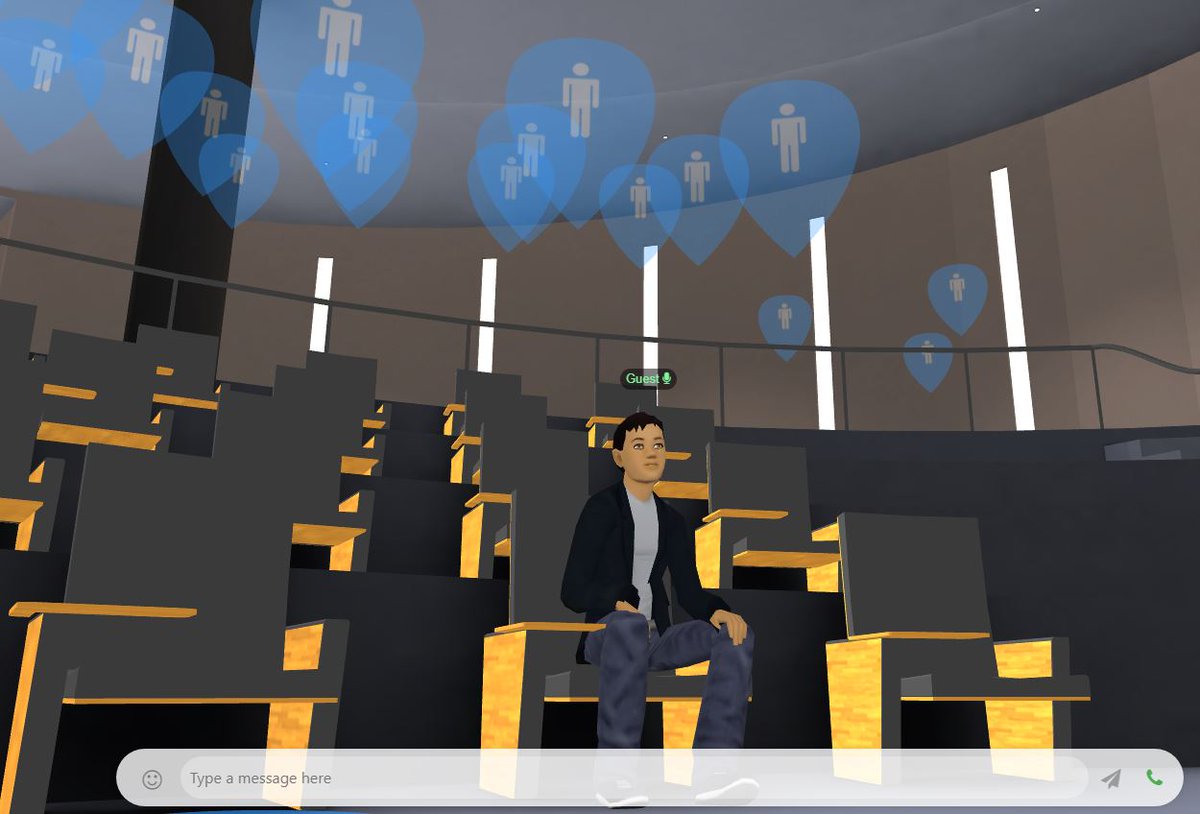 RobbieA350's tweet photo. Is this the future of group learning? Just attended an information session as an artificial reality avatar. #noheadset #futureofwork https://t.co/1BXTjiQOCk
