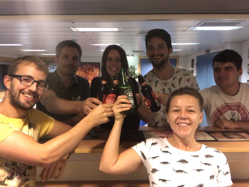 chloriteclayre's tweet photo. Last night shift, last multi-beam survey, end of science time and first beer in a few weeks. Now on transit to Namibia for a safari trip! #lastnightshift #lastlinebreak #jc187 #cruisefinished @MaartenHeijnen @SophieHageo @HasiMartin @RicardoSJacinto @ruffell_sean https://t.co/LdEzdZA1CJ