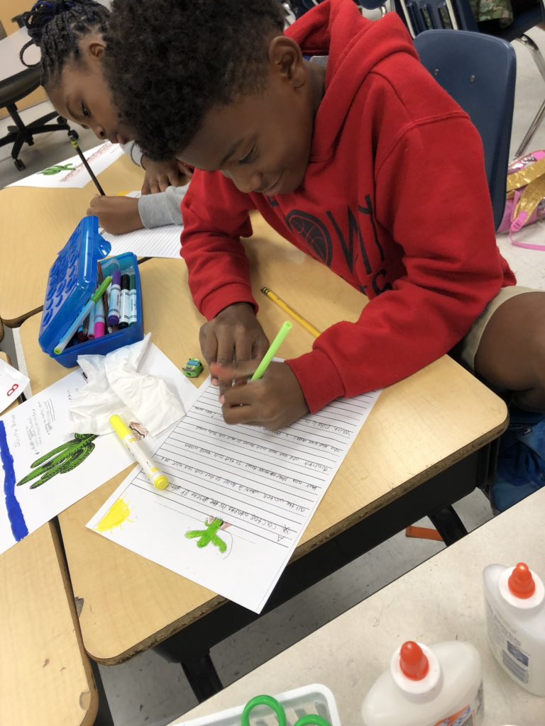 tice3rd's tweet image. Third graders are writing about how a cactus adapts to its environment.  #onesmallstep #secondtonone #writingforsuccess