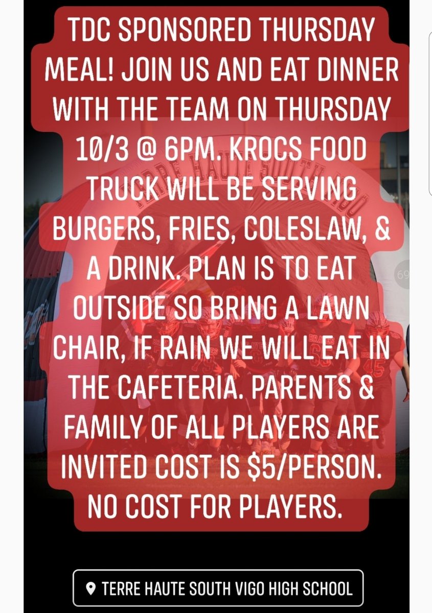 ❤🏈🖤 Hope to see all football and cheer parents there! Please bring a chair! We will be setup by the tennis courts. 
Go Braves ❤🏈🖤
<a href="/THSBravesFB/">TH South Football</a> <a href="/THSouthCheer/">TH South Cheer Team</a>
