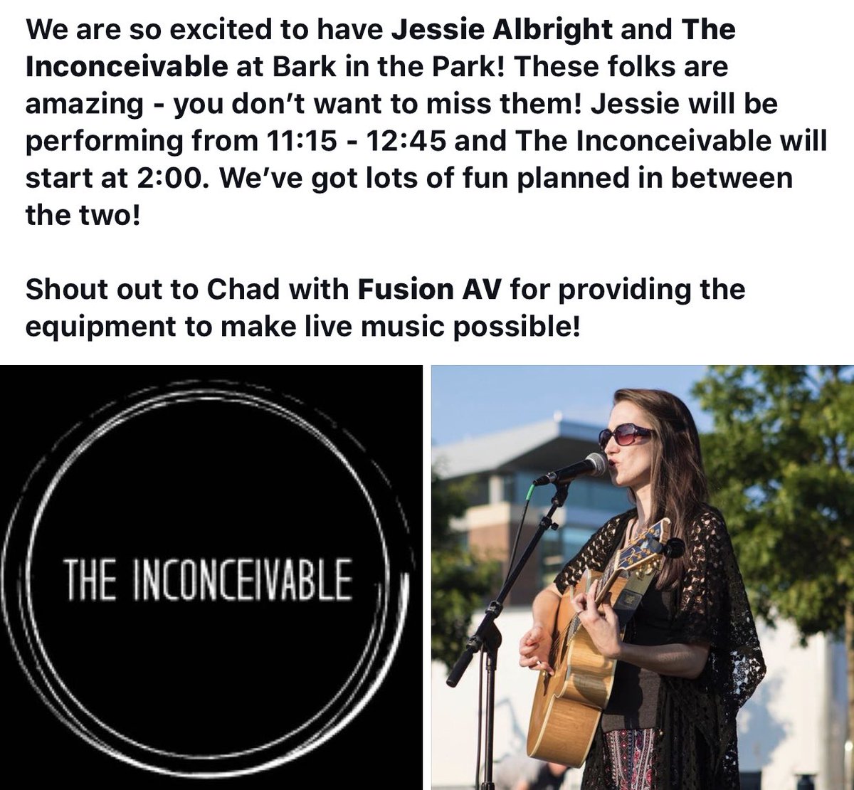 Jessie_Albright's tweet photo. North Georgia! Get on out to Hancock park in #Dahlonega GA for #BarkinthePark! I’ll be playing at 11am, get ready for a fun filled day with dogs and cats up for adoption, local vendors, live music and more! @TLCShelter https://t.co/h9ZoTUsE79