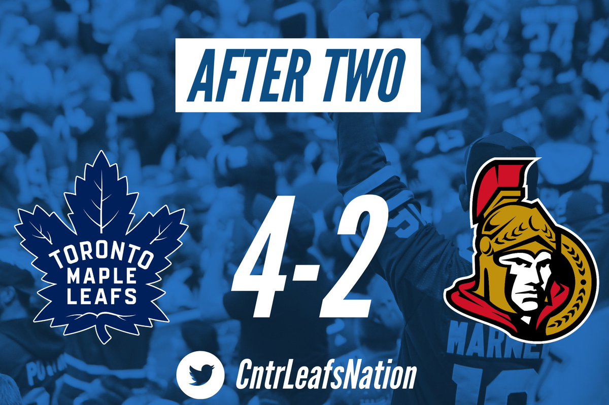 CntrLeafsNation's tweet photo. After Two, @MapleLeafs simply outclassed the @Senators to take a dominant 4-2 lead into the 2nd intermission. #LeafsForever #LeafsNation #LeafsCaptain #Leafs #HockeyTwitter https://t.co/Xf360jOomM