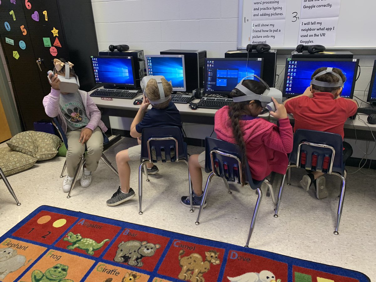 3rd graders using the Oculus Go for the first time. They can’t wait to see all the places they can go with them.  <a href="/KenwoodElementa/">Kenwood Elementary</a>