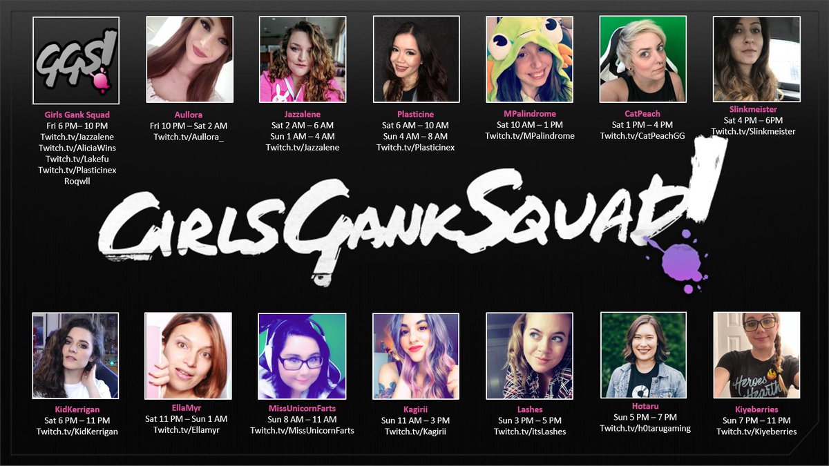 Join me and all these wonderful ladies this weekend for the #GirlsGankSquad Charity Stream! We are raising money for <a href="/BCRFcure/">The Breast Cancer Research Foundation</a> in honor of #BreastCancerAwarenessMonth! Kicks off Friday at 6 pm pdt and is running until late Sunday!