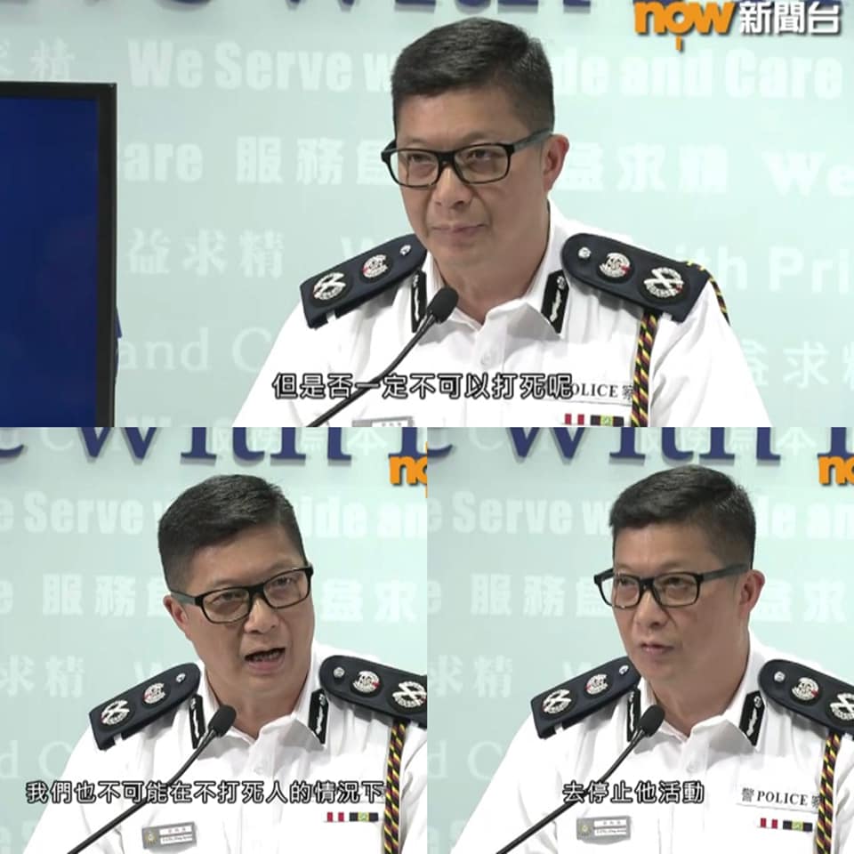 jingyi313's tweet photo. “Is it definite that we cannot shoot someone to death? It is also not possible that we can stop one’s activity without shooting people dead.”

18:16 2 Oct: Tang Ping-keung, Deputy Commissioner of #HKPolice 

Plz terminate #Chinazi @SpeakerPelosi https://t.co/OOufXVANiM