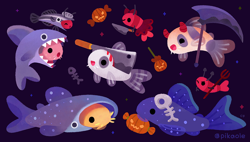 pikaole's tweet photo. 🦈Spooky Cory Cats😈🔪 https://t.co/vzBVcGZNQo