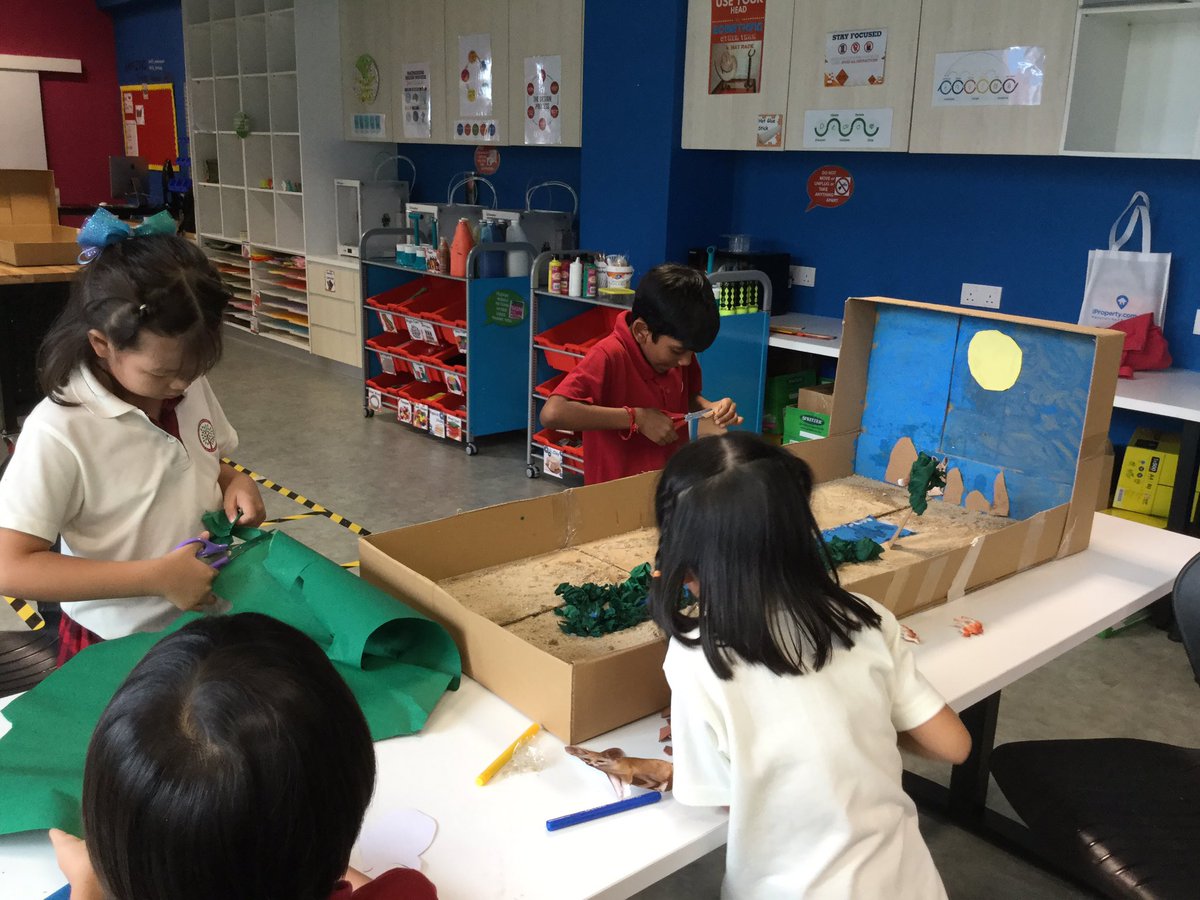 Working on our very first STEAM project - making a diorama of two extreme habitats for IPC
#HIS_learning