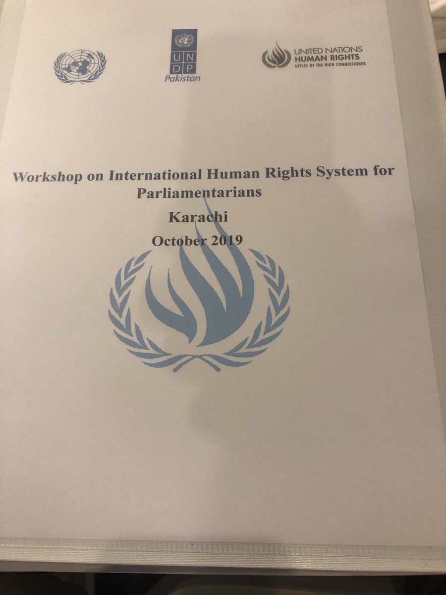 pirmujeeb1's tweet photo. Attending workshop on International Human rights organised by UNDP for Sindh and Balochistan Parliamentarians at PC Karachi https://t.co/7dcIWQXX0u