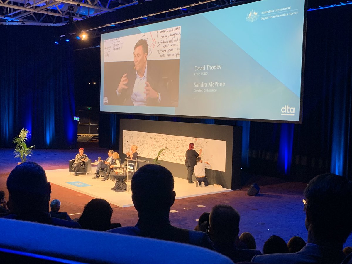PaulCordwell's tweet photo. Great candid advice and insights from David Thodey and Sandra McPhee at the Digital Summit today. 

Thanks DTA for a very interesting and informative day. 

 #dtasummit19 #DigitalSummit19 https://t.co/oJupcCstms